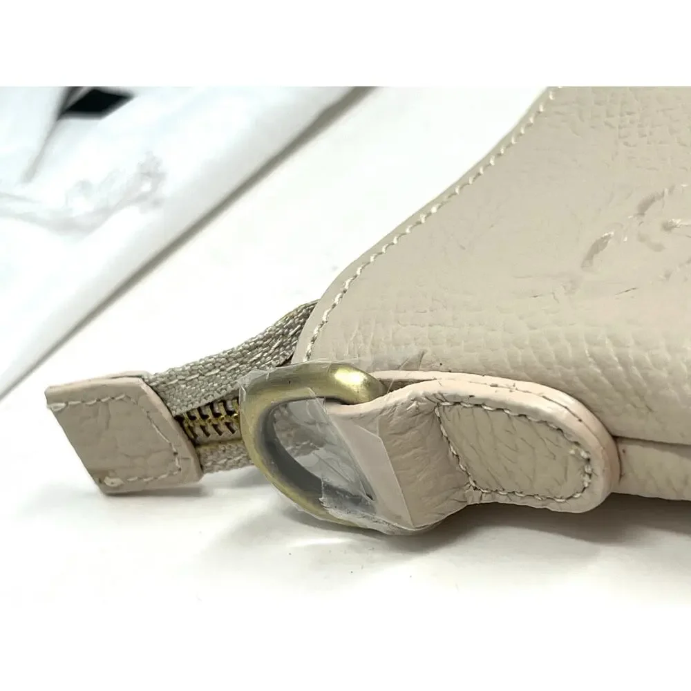 IO PELLE Italia Skull Embossed Leather Crossbody Bag Clutch Lt. Beige 14x10